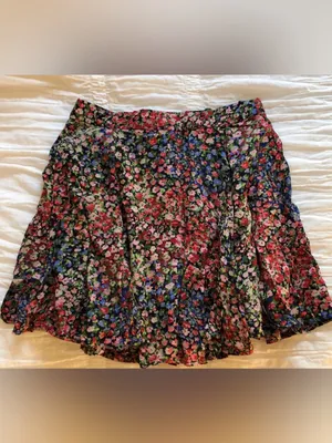 UO Millie Button-Front Mini Skirt Floral Mini Skirt - Cream Autumn Floral S-P thumbnail 3