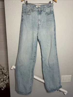 We The Free People Astoria Wide Leg Jeans Light Wash Blue 90s Size 30 thumbnail 2
