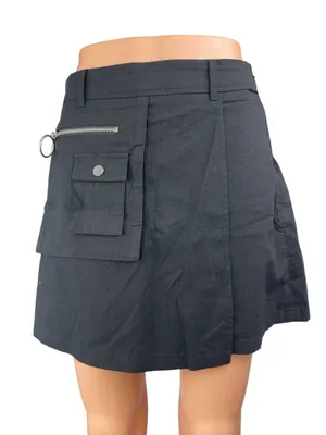 Urban Revivo Women's Black High Waist Pockets Mini Cargo Utility A-line Skirt M thumbnail 1