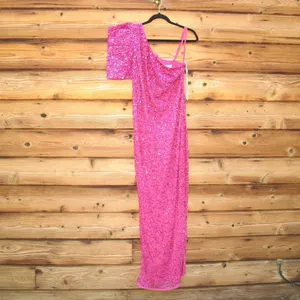 Mac Duggal 10912 Womens Pink EMBELLISHED PUFF ONE SHOULDER COLUMN GOWN thumbnail 6