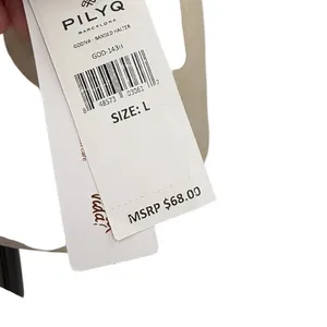 PilyQ Godiva Banded Halter Bikini Top Brown White Stripe NWT‎ Size Large thumbnail 9