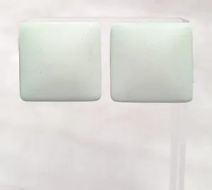 Vintage Clip On Earrings Light Pastel Green Large Retro Square Shape thumbnail 1