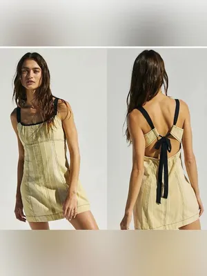 We The Free 🌼 Free People Sailor Mini Dress XS Plaid Tie Back Sleeveless‎ 🌼 thumbnail 2