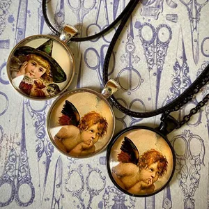 Handmade aesthetic Kawaii vintage goth angel/ cherub Unisex necklace👼 thumbnail 4