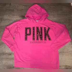 PINK Victoria’s Secret Y2K Hot Pink Cheetah Hoodie Early 2000’s Girly Large thumbnail 2