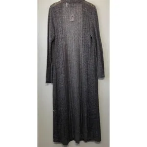 LAVA Size Large Gray Lightweight Pointelle Long Minimalist Duster Cardigan thumbnail 3