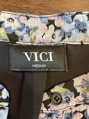 VICI Pastel Floral Tie-Waist Tiered Mini Dress Medium - C52-051 thumbnail 2