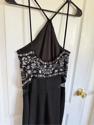 Tadashi Vintage Beaded Floral Halter Evening Gown thumbnail 4