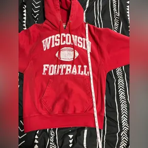 WISCONSIN FOOTBALL Vintage Steve & Barrys College Hoodie Sweatshirt Unisex Sz XS thumbnail 6