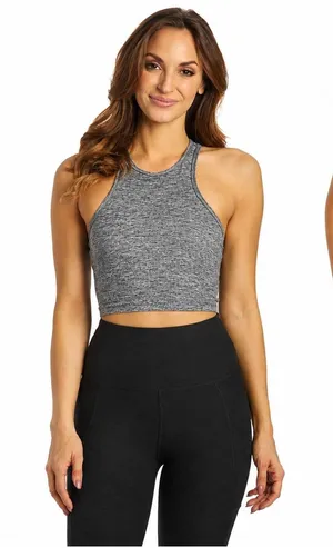 Beyond Yoga Spacedye Slim Racerback Cropped Tank Top Grey Gym Active Women Small thumbnail 1