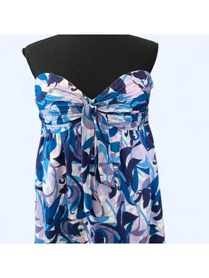 Gianni Bini Blue Strapless Mini Dress Y2K Summer Going Out Dress Size 8 💙 thumbnail 2