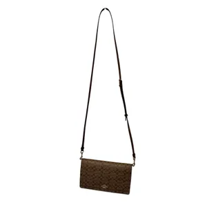 COACH Signature Hayden Folded Over Cross Body Brown 41920 Clutch in Color Block thumbnail 9