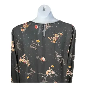 Maurices Black Floral Glitter Top Tunic XXL Criss-Cross Long Sleeve Pullover thumbnail 9