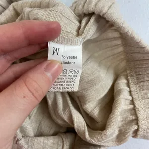 Women's beige soft‎ ribbed pull on drawstring high waisted lounge pajama pants M Size M thumbnail 6