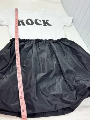 ROCK White Graphic Mini Dress Black Bubble Skirt Cotton Blend Size M thumbnail 7