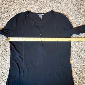 H&M Black Ribbed‎ Henley Long Sleeve Top Tencel Lyocell Blend Small thumbnail 4