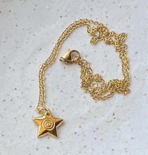 Handmade grunge y2k star swirl fully gold stainless steel chain necklace💫🌀 thumbnail 6