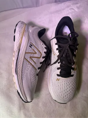 New Balance Women's White and Gold Athletic Running Shoe thumbnail 5