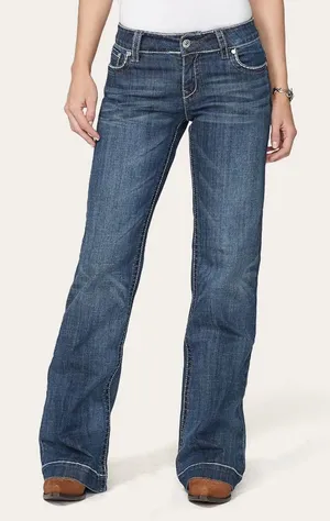 Stetson Classic Bootcut Jeans 14 Long Western Stretch Denim M4 thumbnail 1