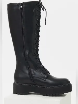 Steve Madden Black Lace-Up Knee-High Platform Boots Size 36=US 5.5-6 thumbnail 5
