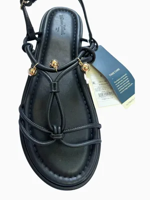 Universal Threads Black Strappy Gold Charm Ankle Strap Sandals Size 8 thumbnail 7