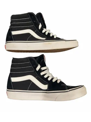 Women's Vans Sk8-Hi Black White Sneakers Size 8 thumbnail 2