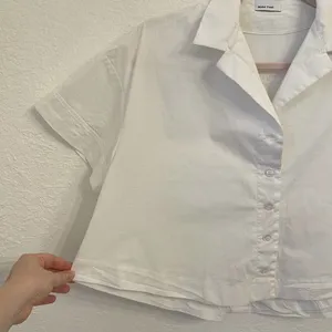 Mabel Frost Tanvi Top Button Up Shirt S Cropped Boxy Oversized Minimalist Spain thumbnail 5
