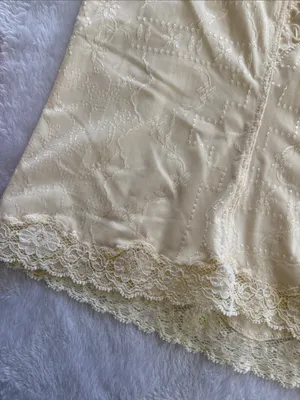 y2k size large Lola Delicate Floral Lace Trim Slip Tank Top cream rose thumbnail 6