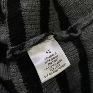 2000s Gothic Emo Punk Whimsygoth Grey black striped sweater dress long sleeve-S Measurement in pics thumbnail 4