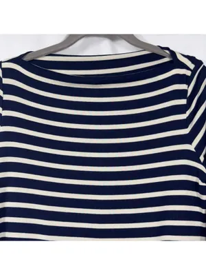 Old Navy Classic Navy & White Striped Boat Neck Top Size Medium thumbnail 3
