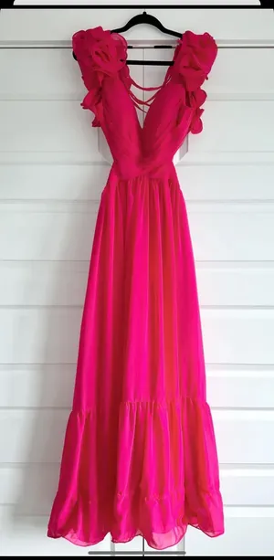 Hot Pink Maxi Formal Prom Dress thumbnail 1