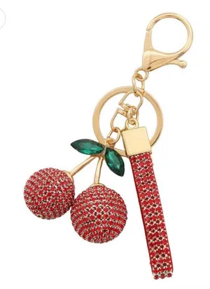 RHINESTONE CHERRY KEYCHAIN Red thumbnail 1