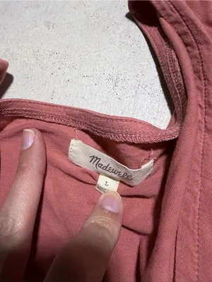 Madewell Pink Short Sleeve V-Neck Peplum Tee large thumbnail 5