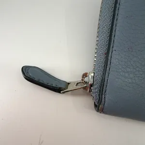 Coach Zip Around Wallet Dusty Blue Pebbled Leather Wallet thumbnail 3