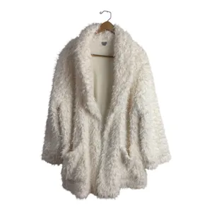 Aerie Cream Shaggy Faux Fur Teddy Coat Oversized Collar Pockets‎ L thumbnail 4