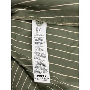 ASOS Shirt Dress Olive Green Pinstripe Maxi SZ 0 Safari Scandi Utility Military thumbnail 11