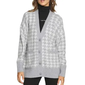 Abercrombie & Fitch houndstooth gray button up cardigan Large thumbnail 4