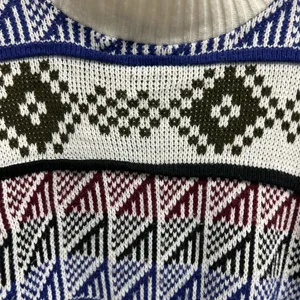 Vintage 80’s croquet club Patterned Mock Neck Sweater - Multicolor thumbnail 2