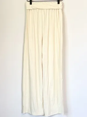 NWT Cupshe Light Yellow Wide Leg Jersey Pants - Size: Small thumbnail 8