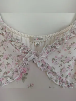 Ultra Flirt NWT Pink Floral Tiered Ruffle Mini Dress Women's M 🌿 thumbnail 3