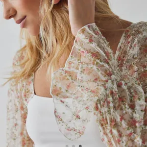 NWT free people gimme butterflies long sleeve lace, ruffle blouse size small thumbnail 3