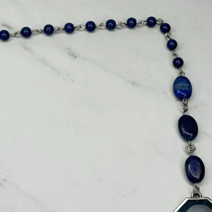 Chicos Blue Beaded Silver Tone Long Necklace 43" ✨ thumbnail 4