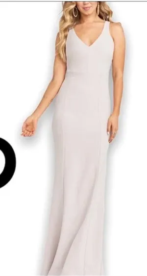 Show Me Your Mumu Neutral Beige V-Neck Trumpet Gown thumbnail 1
