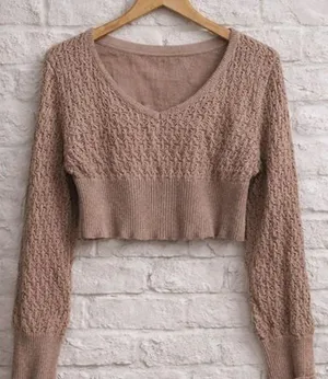 Altar'd State Beige Knit Pullover thumbnail 1