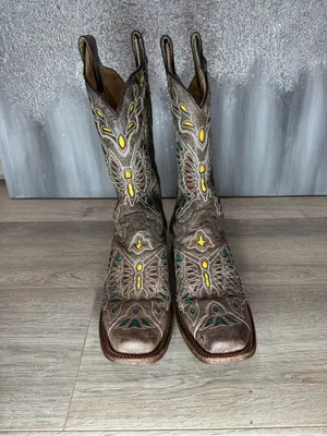 Corral Western Print Yellow Blue Detail Boots thumbnail 3