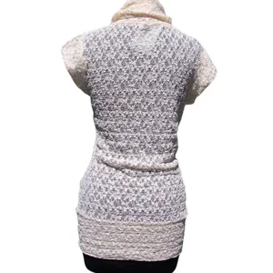 Cache Cream Stretch Lace Pucker Body Hugging Top Tunic New Dress $98 NWT Sz L thumbnail 5