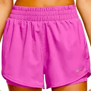 Nike Women's One Dri-FIT Pink Mid-Rise Brief-Lined Shorts Size XL thumbnail 1