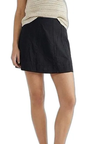 Anthropologie A Lined Mini Skirt Black Sz Large Boho Minimalist Workwear Zipper thumbnail 1