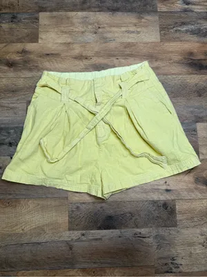 Free People High-Rise Tie-Waist Shorts in Yellow thumbnail 3