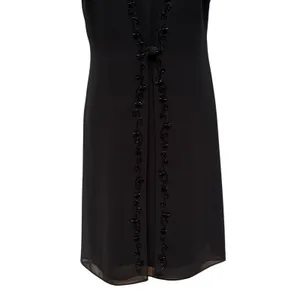 VTG 90s Elegant‎ Mock Jacket Sheath Dress 10 Black Beaded Floral Midi Modest thumbnail 3